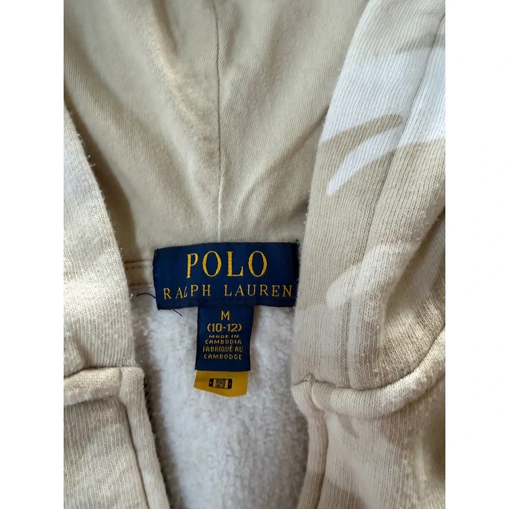 Polo Ralph Lauren Boys Tan White Camo Full Zip Hoodie Sweatshirt M 10-12